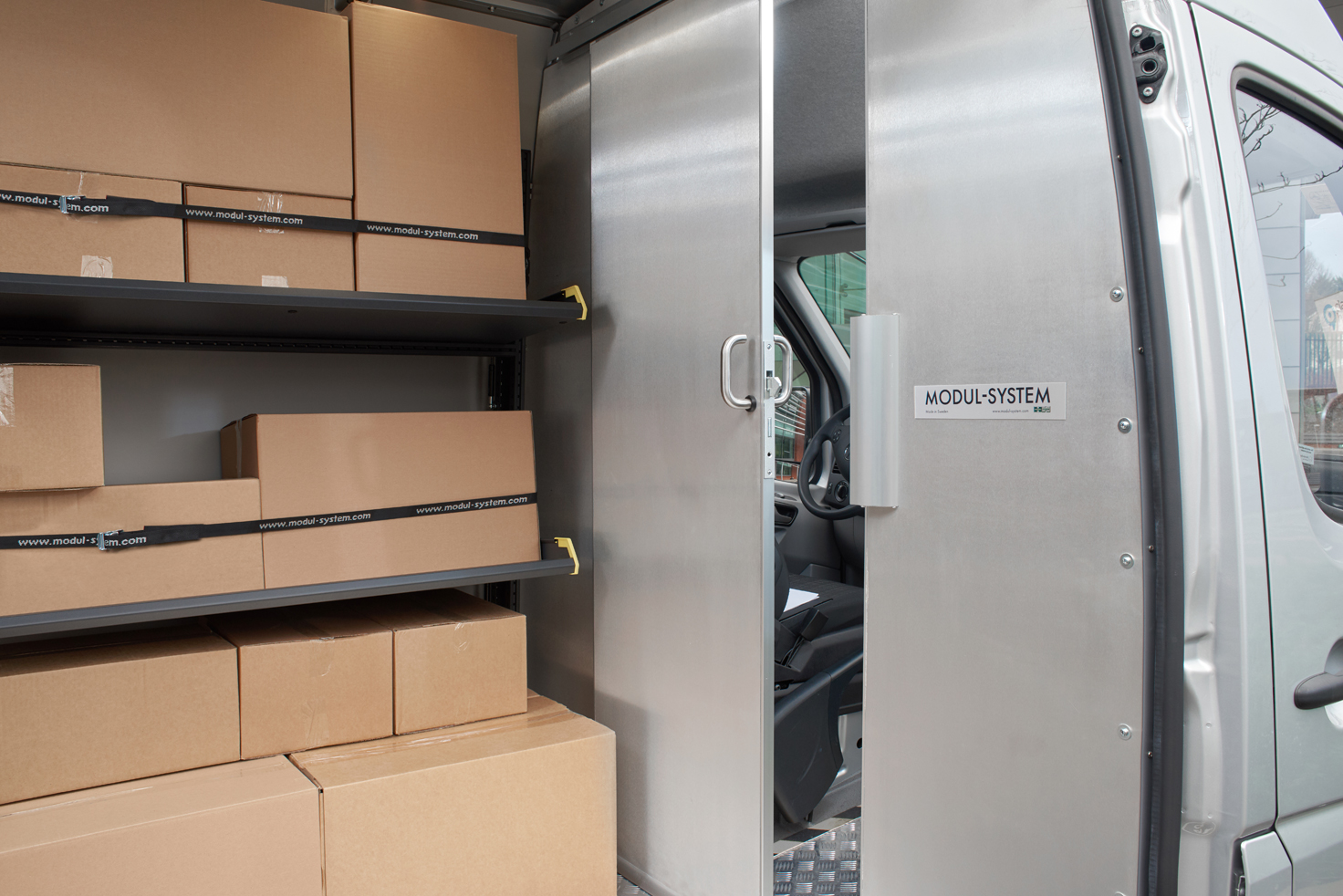 Modul-Express hyllsystem med leveranslådor