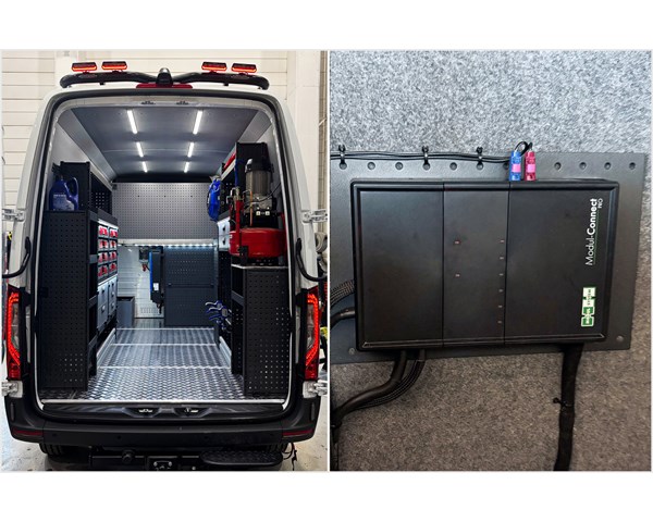 Mercedes Benz Sprinter byggd för nordiska förhållanden – utrustad för effektiv och säker mobil maskinservice