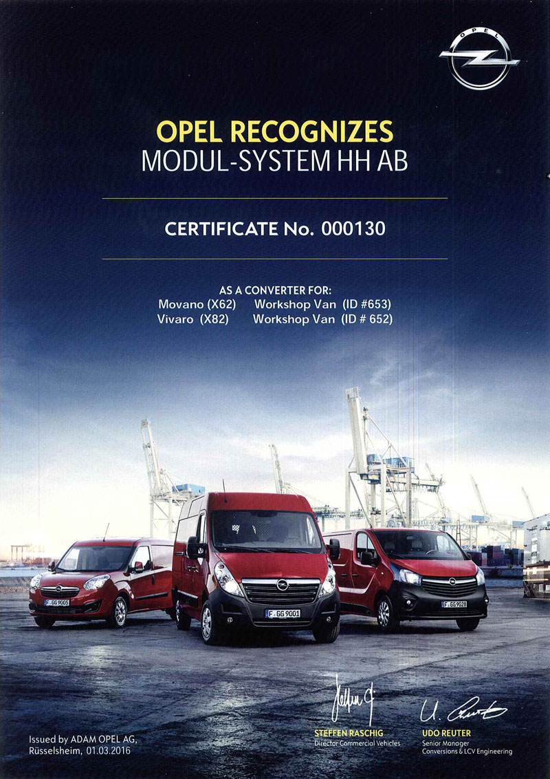Modul-System certifierat av Opel